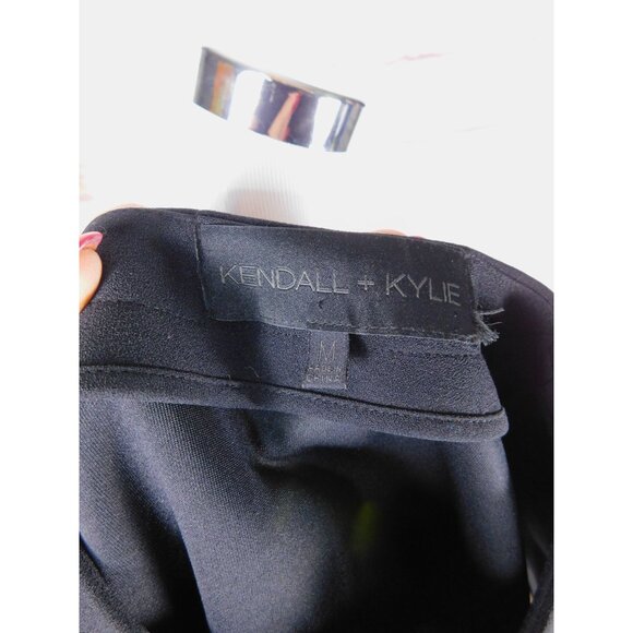 Kendall + Kylie Black Short-Sleeve Lace-Up Front Dress With Pockets M - Picture 3 of 9